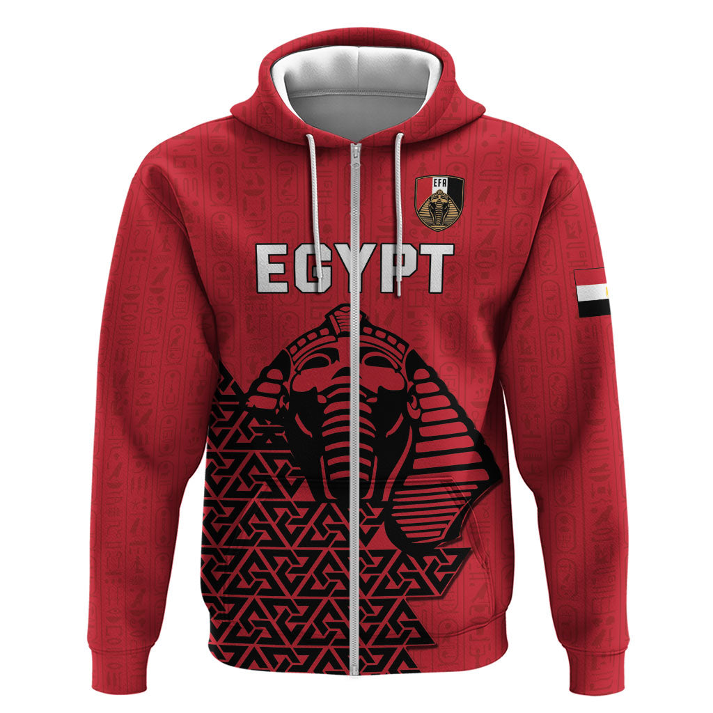 Custom World Football 2026 Egypt Hoodie Pharaohs Hieroglyphs Pride Red Version