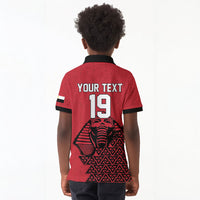 Custom World Football 2026 Egypt Kid Polo Shirt Pharaohs Hieroglyphs Pride Red Version