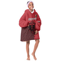 Custom World Football 2026 Egypt Kid Wearable Blanket Hoodie Pharaohs Hieroglyphs Pride Red Version