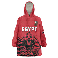 Custom World Football 2026 Egypt Kid Wearable Blanket Hoodie Pharaohs Hieroglyphs Pride Red Version