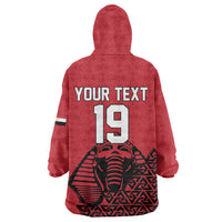 Custom World Football 2026 Egypt Kid Wearable Blanket Hoodie Pharaohs Hieroglyphs Pride Red Version