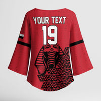 Custom World Football 2026 Egypt Kimono Sleeve Blouse Pharaohs Hieroglyphs Pride Red Version