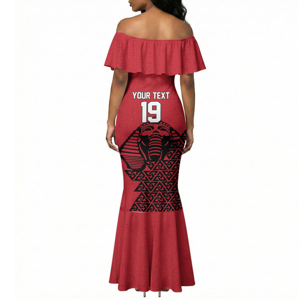 Custom World Football 2026 Egypt Mermaid Dress Pharaohs Hieroglyphs Pride Red Version