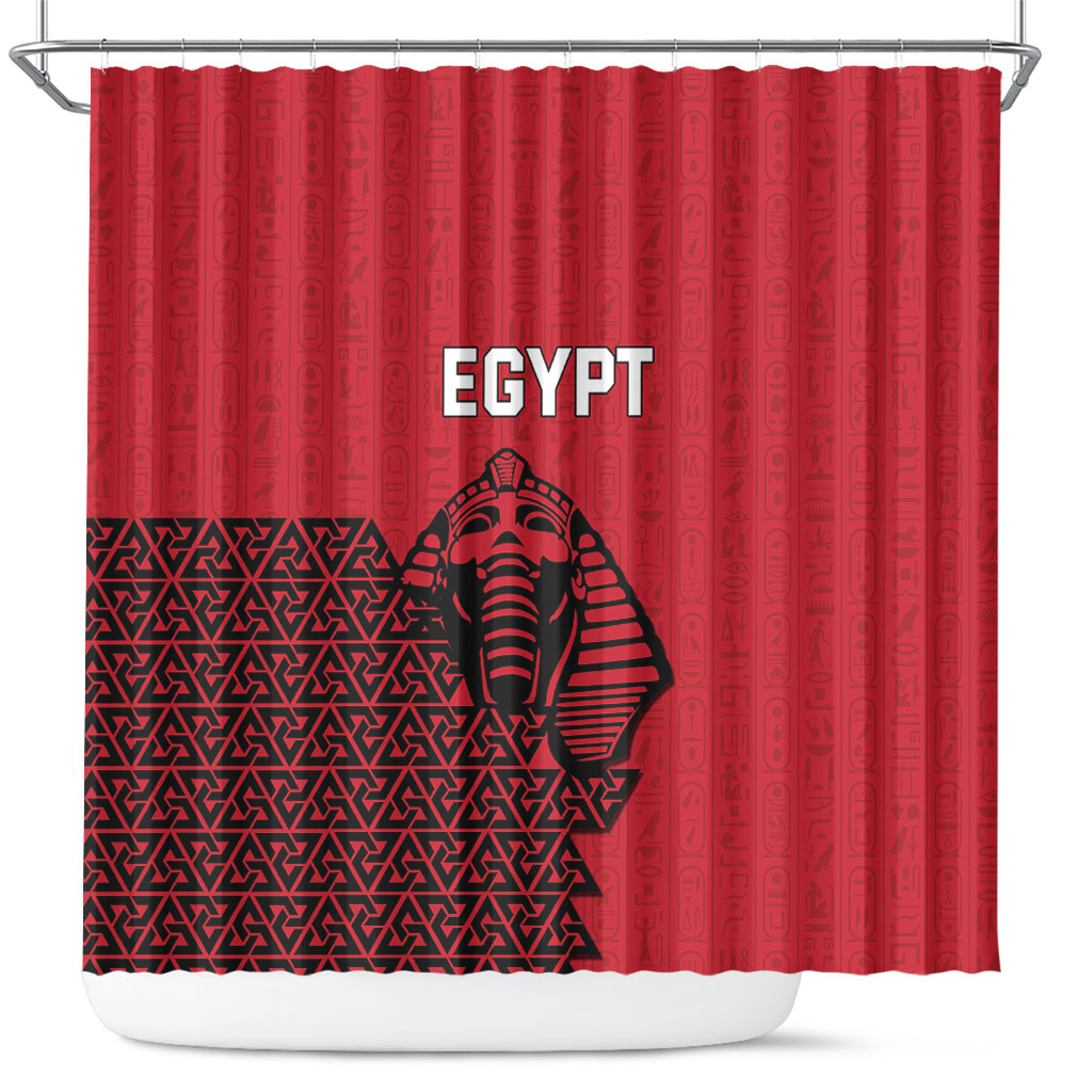 World Football 2026 Egypt Shower Curtain Pharaohs Hieroglyphs Pride Red Version