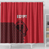 World Football 2026 Egypt Shower Curtain Pharaohs Hieroglyphs Pride Red Version