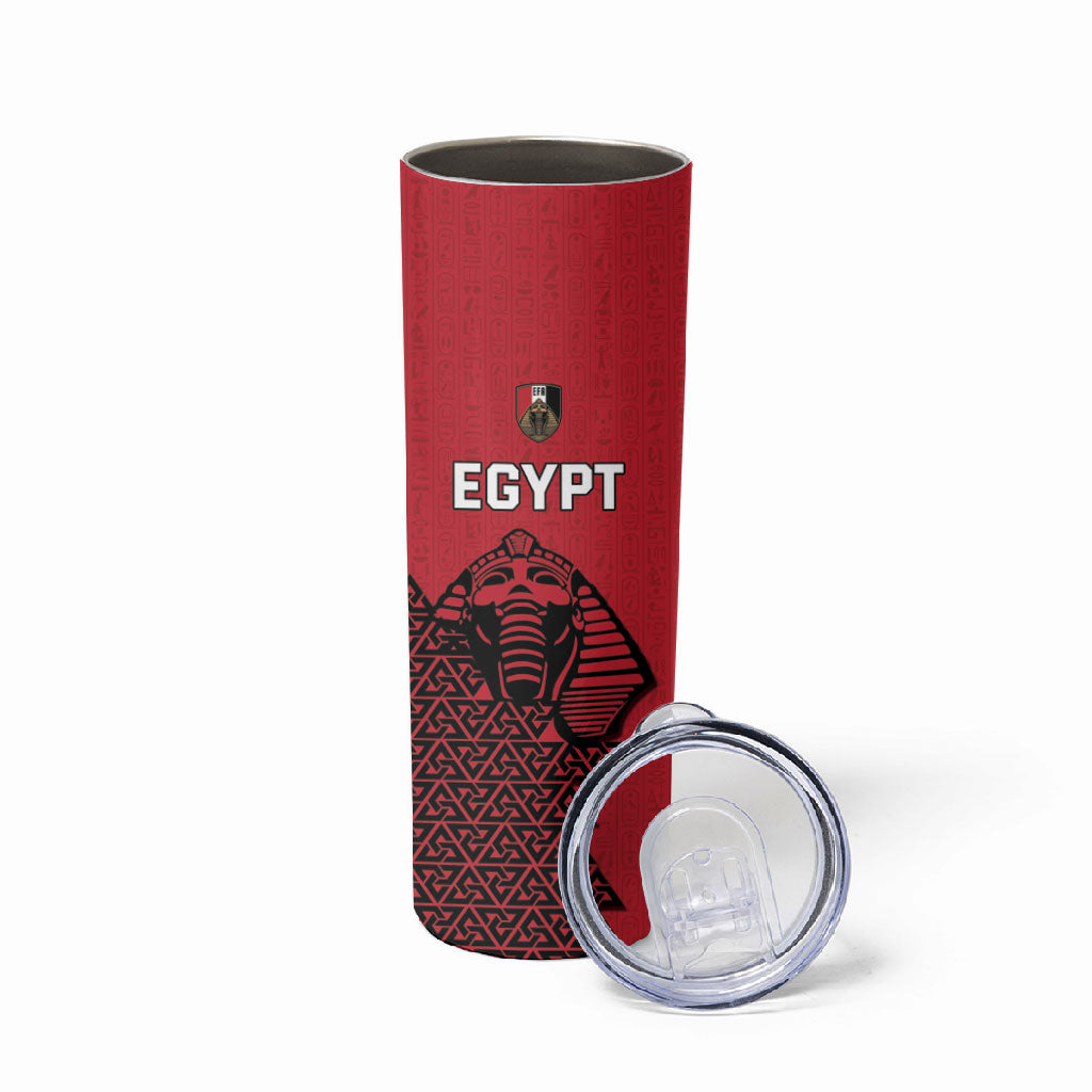 Custom World Football 2026 Egypt Skinny Tumbler Pharaohs Hieroglyphs Pride Red Version