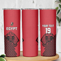 Custom World Football 2026 Egypt Skinny Tumbler Pharaohs Hieroglyphs Pride Red Version