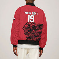 Custom World Football 2026 Egypt Sleeve Zip Bomber Jacket Pharaohs Hieroglyphs Pride Red Version