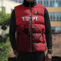 Custom World Football 2026 Egypt Sleeveless Puffer Jacket Pharaohs Hieroglyphs Pride Red Version