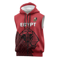 Custom World Football 2026 Egypt Sleeveless Zip Hoodie Pharaohs Hieroglyphs Pride Red Version