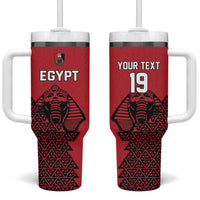 Custom World Football 2026 Egypt Tumbler With Handle Pharaohs Hieroglyphs Pride Red Version