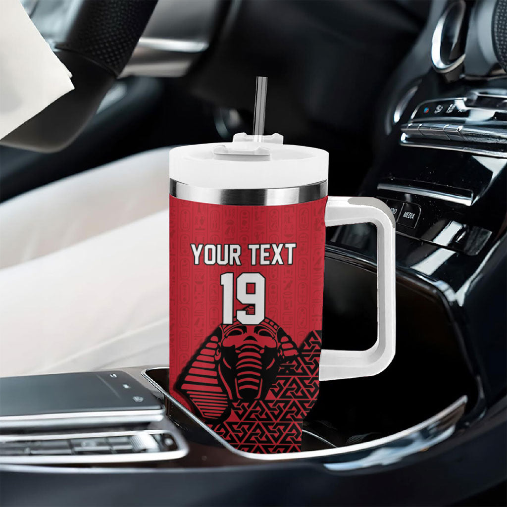 Custom World Football 2026 Egypt Tumbler With Handle Pharaohs Hieroglyphs Pride Red Version