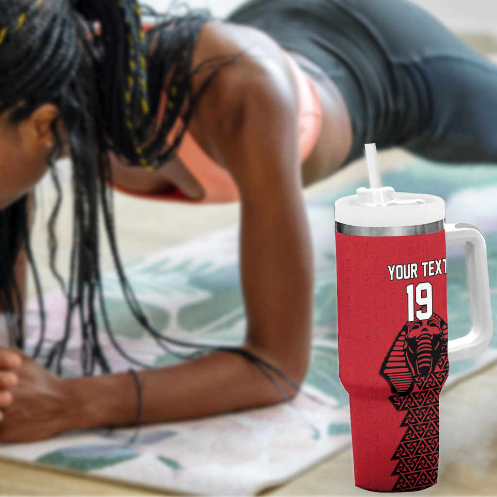 Custom World Football 2026 Egypt Tumbler With Handle Pharaohs Hieroglyphs Pride Red Version