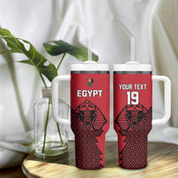 Custom World Football 2026 Egypt Tumbler With Handle Pharaohs Hieroglyphs Pride Red Version