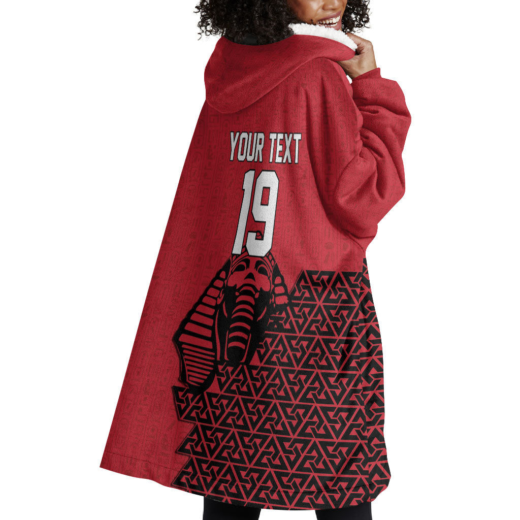 Custom World Football 2026 Egypt Wearable Blanket Hoodie Pharaohs Hieroglyphs Pride Red Version