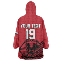 Custom World Football 2026 Egypt Wearable Blanket Hoodie Pharaohs Hieroglyphs Pride Red Version