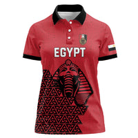Custom World Football 2026 Egypt Women Polo Shirt Pharaohs Hieroglyphs Pride Red Version