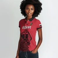 Custom World Football 2026 Egypt Women Polo Shirt Pharaohs Hieroglyphs Pride Red Version