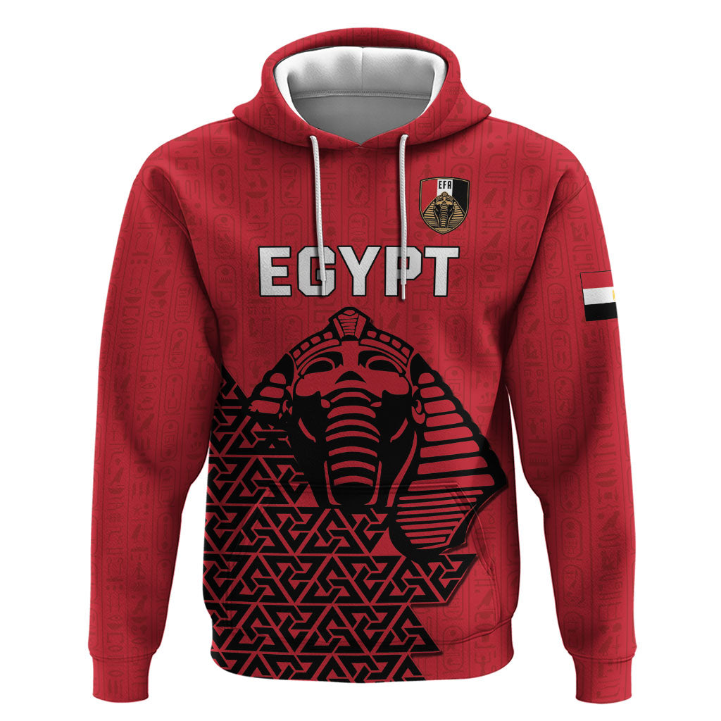 Custom World Football 2026 Egypt Zip Hoodie Pharaohs Hieroglyphs Pride Red Version