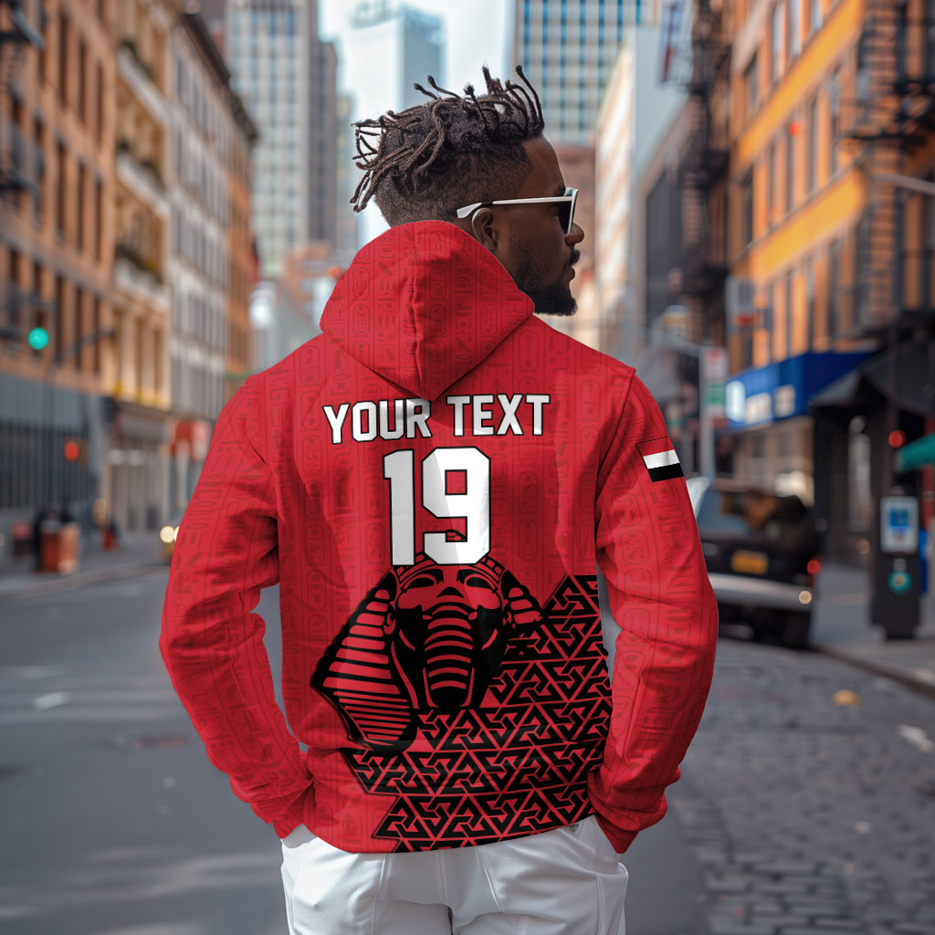 Custom World Football 2026 Egypt Zip Hoodie Pharaohs Hieroglyphs Pride Red Version