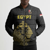 Custom World Football 2026 Egypt Bomber Puffer Jacket Pharaohs Hieroglyphs Pride Black Version