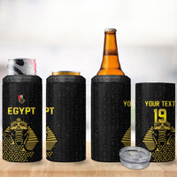 Custom World Football 2026 Egypt 4 in 1 Can Cooler Tumbler Pharaohs Hieroglyphs Pride Black Version