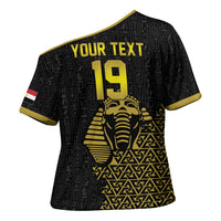 Custom World Football 2026 Egypt Cross Shoulder Shirt Pharaohs Hieroglyphs Pride Black Version