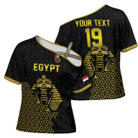 Custom World Football 2026 Egypt Cross Shoulder Shirt Pharaohs Hieroglyphs Pride Black Version