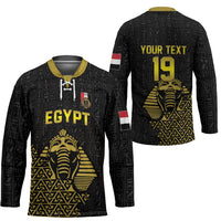 Custom World Football 2026 Egypt Hockey Jersey Pharaohs Hieroglyphs Pride Black Version