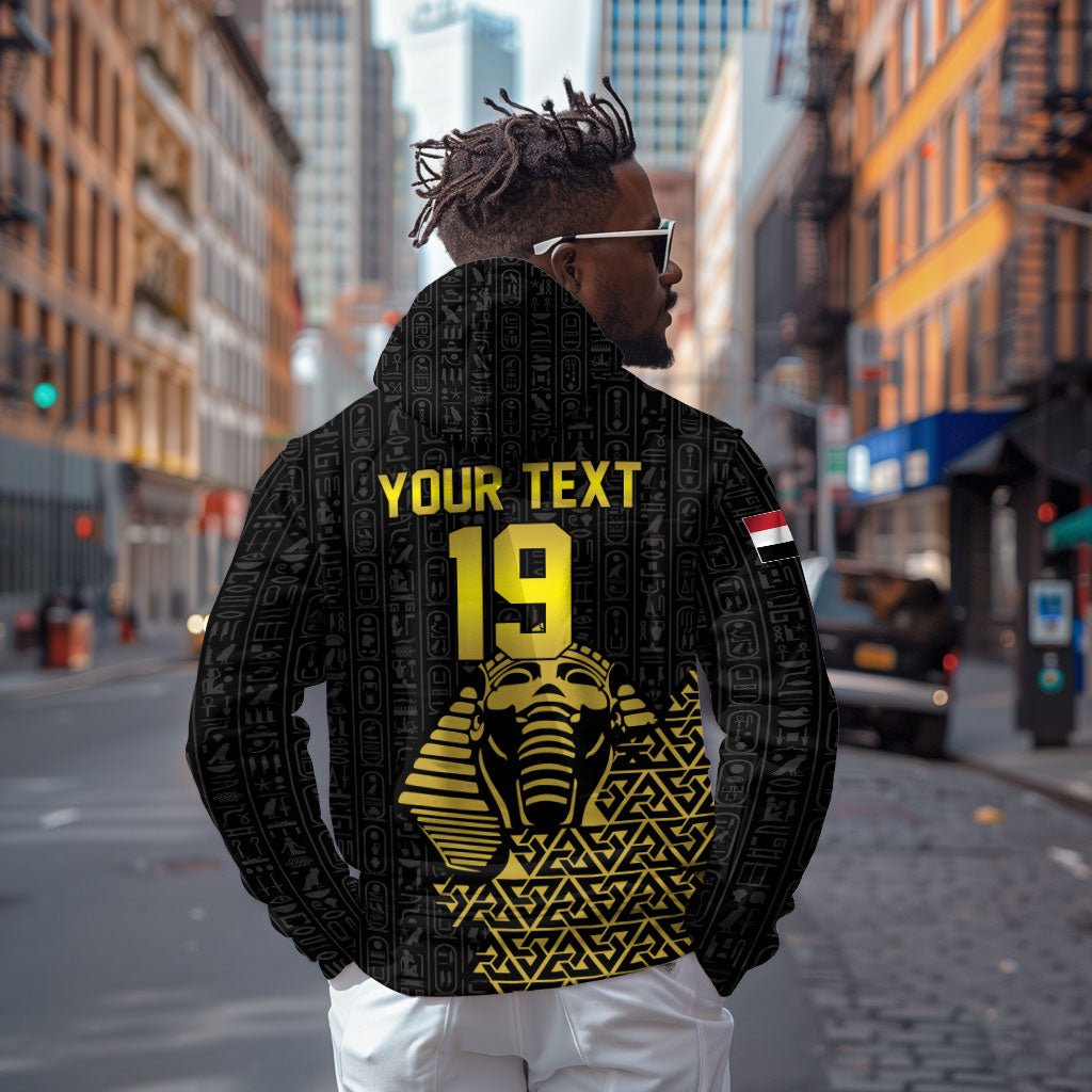 Custom World Football 2026 Egypt Hoodie Pharaohs Hieroglyphs Pride Black Version