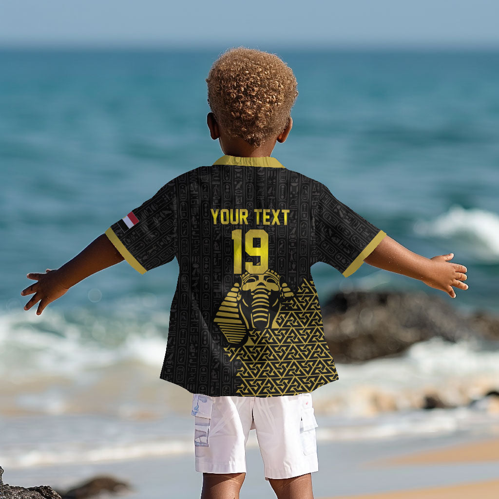 Custom World Football 2026 Egypt Kid Hawaiian Shirt Pharaohs Hieroglyphs Pride Black Version