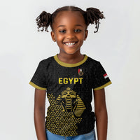 Custom World Football 2026 Egypt Kid T shirt Pharaohs Hieroglyphs Pride Black Version