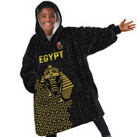 Custom World Football 2026 Egypt Kid Wearable Blanket Hoodie Pharaohs Hieroglyphs Pride Black Version