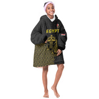 Custom World Football 2026 Egypt Kid Wearable Blanket Hoodie Pharaohs Hieroglyphs Pride Black Version