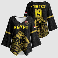 Custom World Football 2026 Egypt Kimono Sleeve Blouse Pharaohs Hieroglyphs Pride Black Version