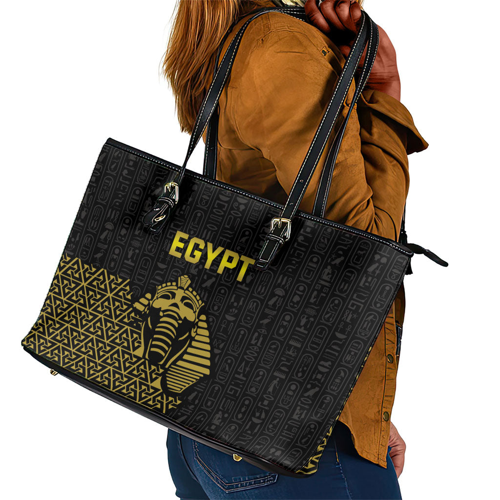 World Football 2026 Egypt Leather Tote Bag Pharaohs Hieroglyphs Pride Black Version