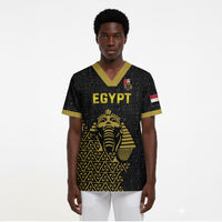 Custom World Football 2026 Egypt Scrub Top Pharaohs Hieroglyphs Pride Black Version