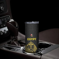 Custom World Football 2026 Egypt Skinny Tumbler Pharaohs Hieroglyphs Pride Black Version