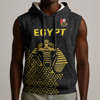 Custom World Football 2026 Egypt Sleeveless Hoodie Pharaohs Hieroglyphs Pride Black Version