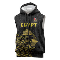 Custom World Football 2026 Egypt Sleeveless Zip Hoodie Pharaohs Hieroglyphs Pride Black Version