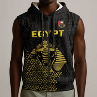 Custom World Football 2026 Egypt Sleeveless Zip Hoodie Pharaohs Hieroglyphs Pride Black Version