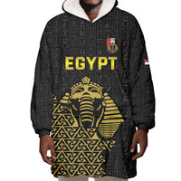 Custom World Football 2026 Egypt Wearable Blanket Hoodie Pharaohs Hieroglyphs Pride Black Version