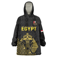 Custom World Football 2026 Egypt Wearable Blanket Hoodie Pharaohs Hieroglyphs Pride Black Version