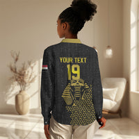 Custom World Football 2026 Egypt Women Casual Shirt Pharaohs Hieroglyphs Pride Black Version