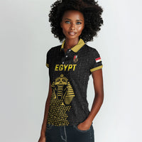 Custom World Football 2026 Egypt Women Polo Shirt Pharaohs Hieroglyphs Pride Black Version