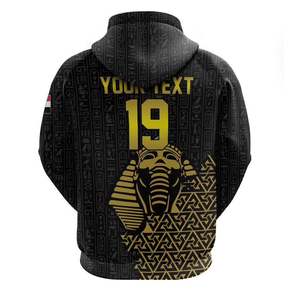 Custom World Football 2026 Egypt Zip Hoodie Pharaohs Hieroglyphs Pride Black Version