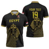 Custom World Football 2026 Egypt Zipper Polo Shirt Pharaohs Hieroglyphs Pride Black Version