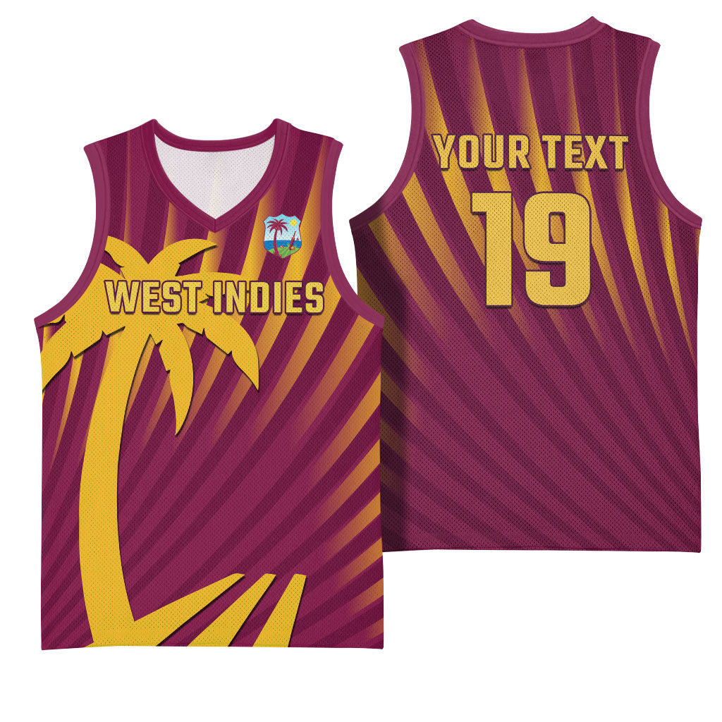 Custom West Indies Cricket Basketball Jersey Palm Tree Sunburst Glory