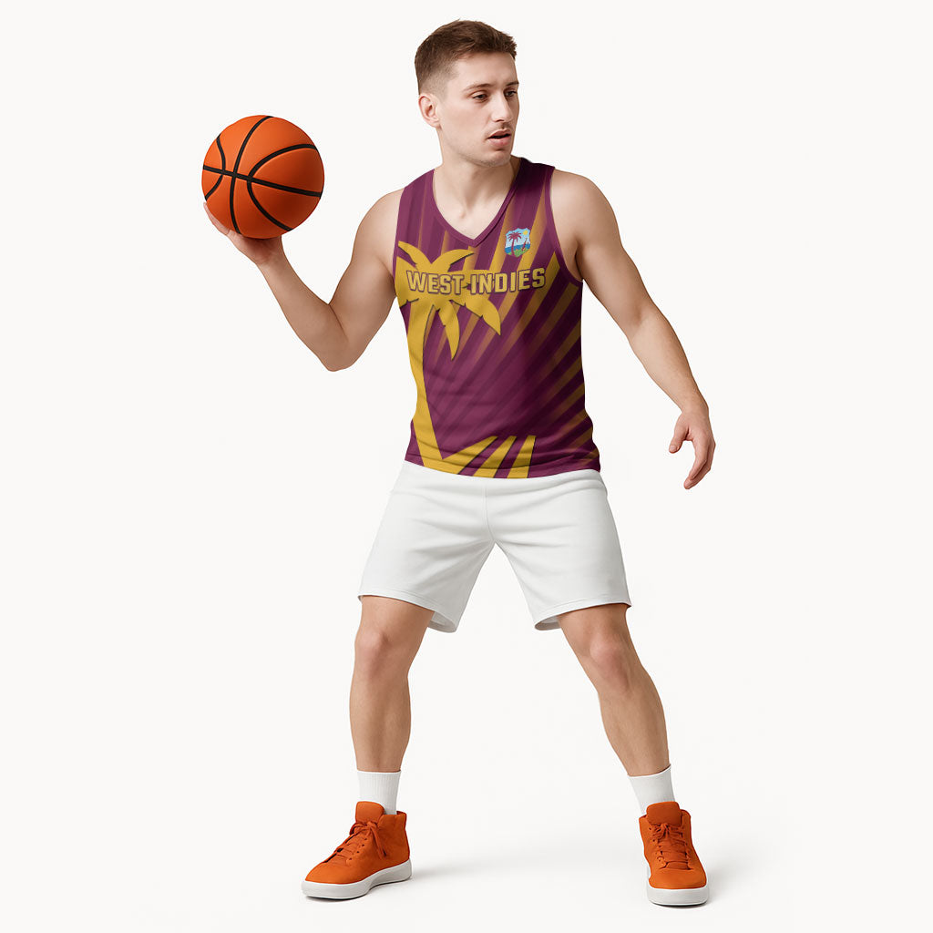 Custom West Indies Cricket Basketball Jersey Palm Tree Sunburst Glory