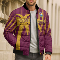Custom West Indies Cricket Bomber Puffer Jacket Palm Tree Sunburst Glory